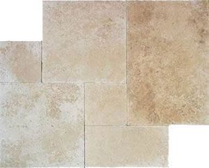 French-pattern travertine in pale cream and ivory