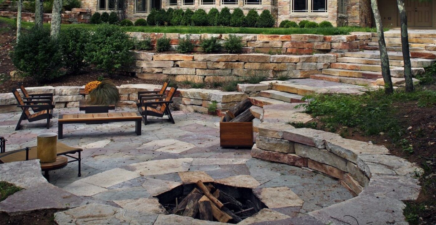Irregular flagstone patio in Cornelius