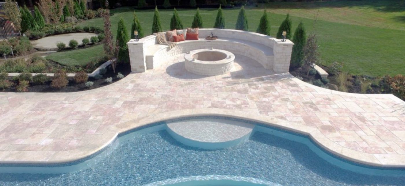 Marble paver pool surround